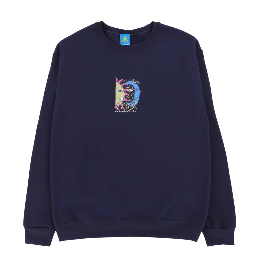 Frog Sun Star Moon Crewneck Sweatshirt Navy