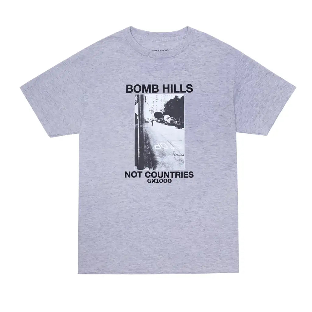 GX1000 Bomb Hills Not Countries T-Shirt Heather Grey / Black
