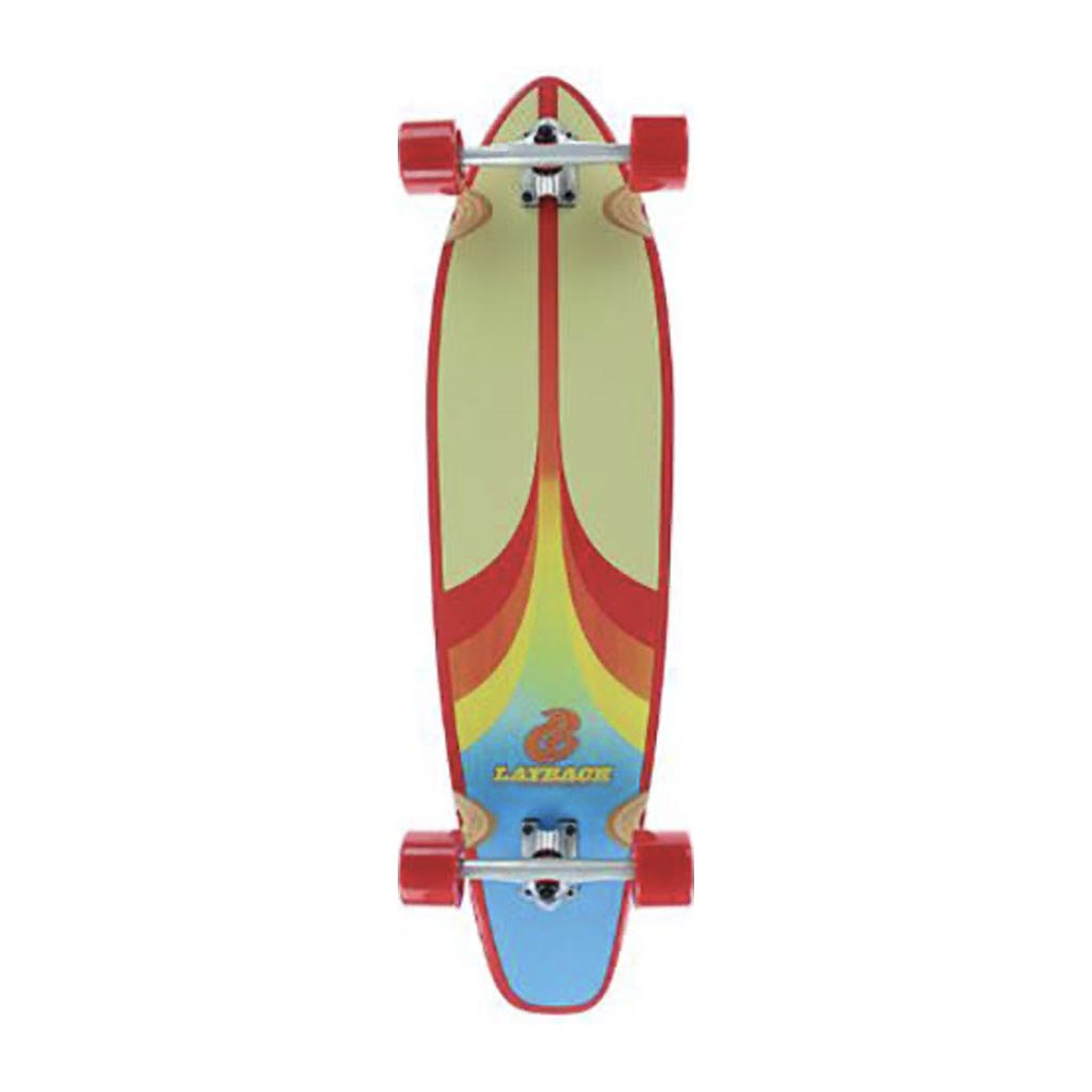 Layback Split Peak Kick Tail Cruser Complete Skateboard 9.75 X 38