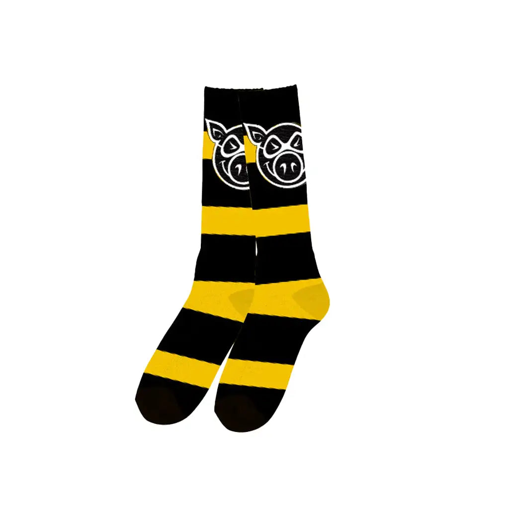 Pig Head Striped Tall Socks 2