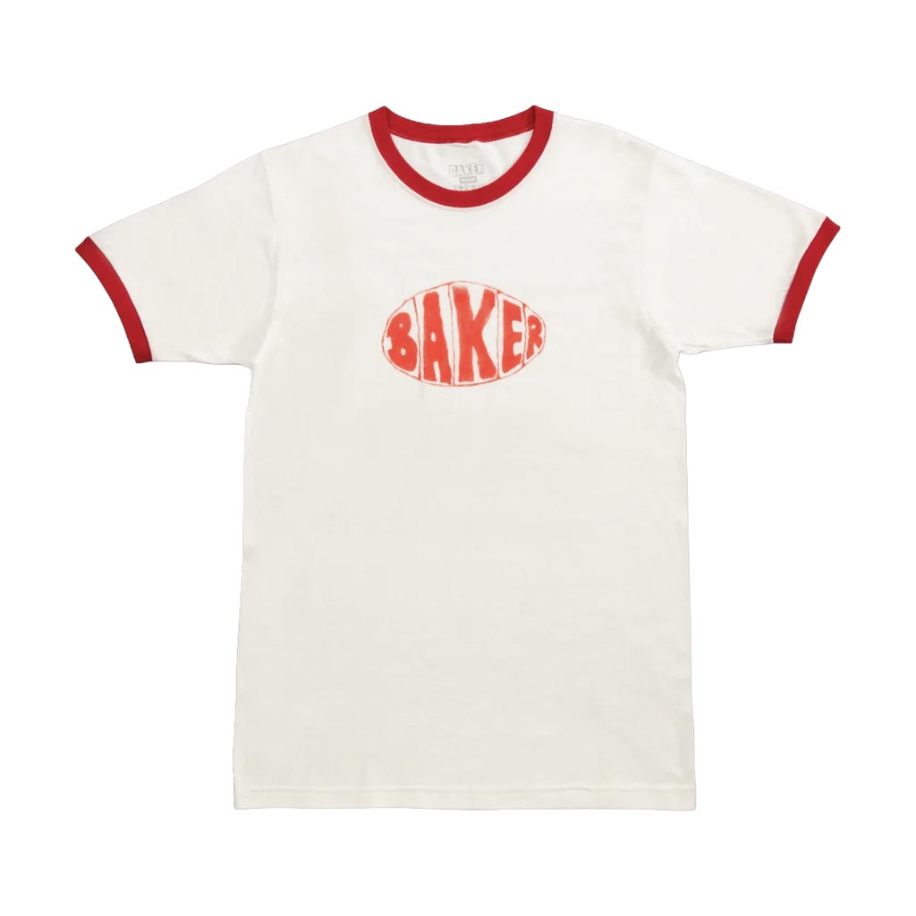 Baker Sprayed Oval Ringer White T-Shirt