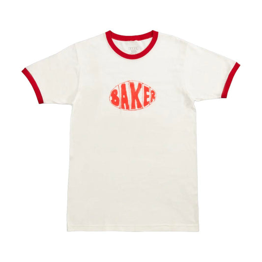 Baker Sprayed Oval Ringer White T-Shirt