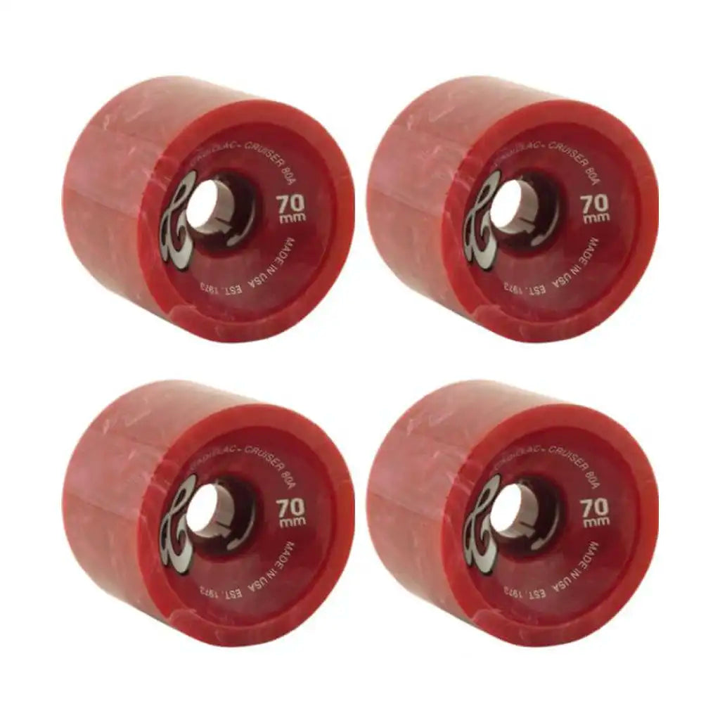 Cadillac Cruisers 70MM 80A Skateboard Wheels Maroon Marble