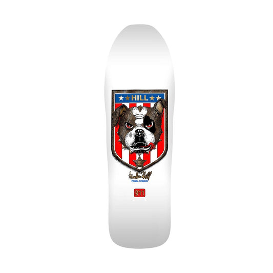 Powell Peralta Frankie Hill Reissue Bulldog White/Gold Foil Skateboard Deck 10.0