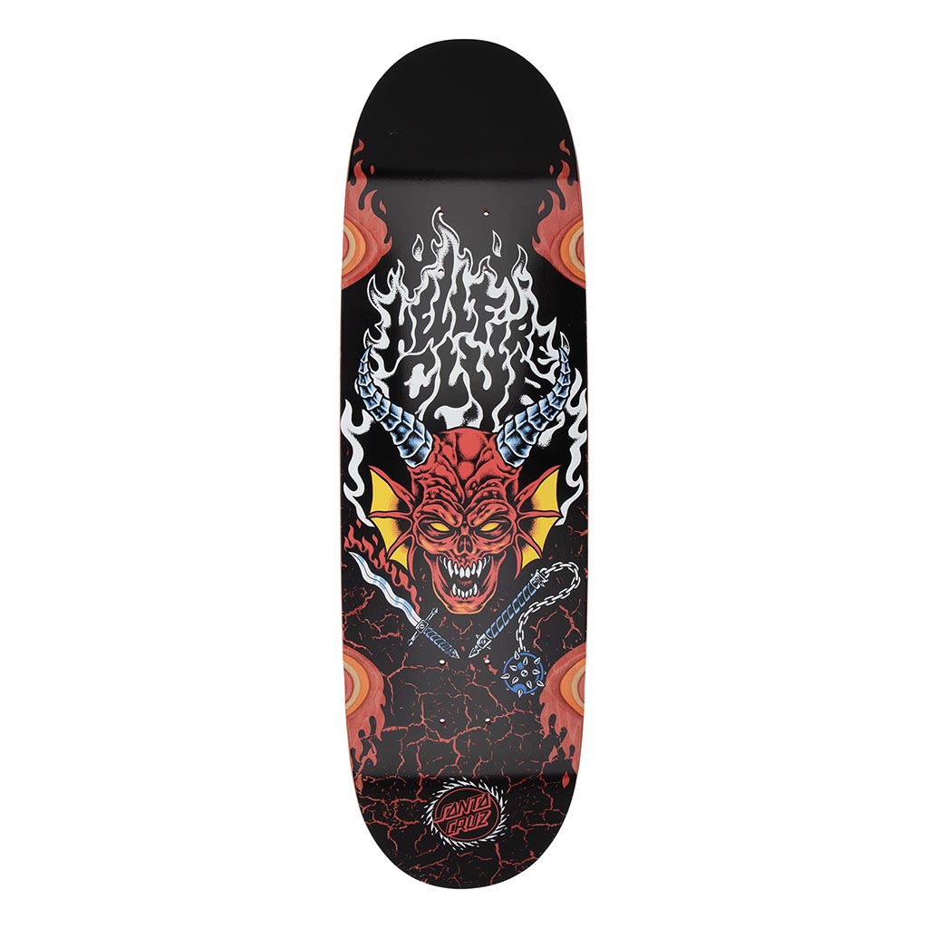 Santa Cruz Stranger Things Hellfire Club Flames Skateboard Deck Shaped 9.0