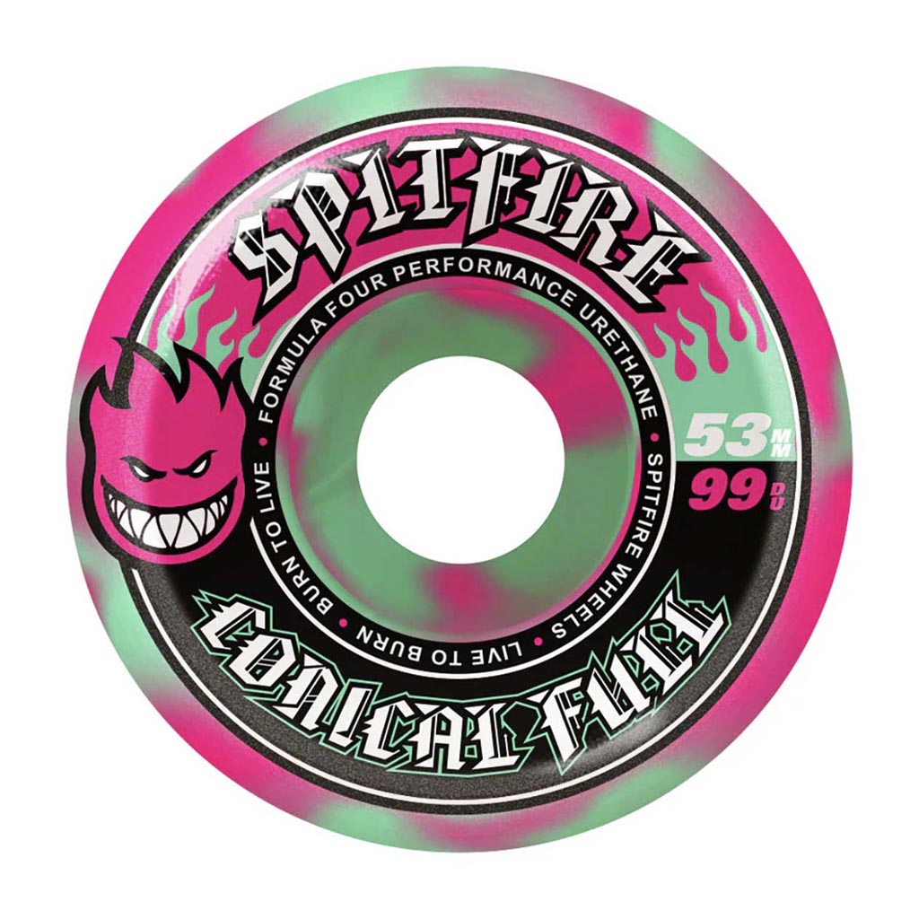 Spitfire Formula Four Conical Full 99A 53MM Radial Skateboard Wheels Pink / Teal Swirl