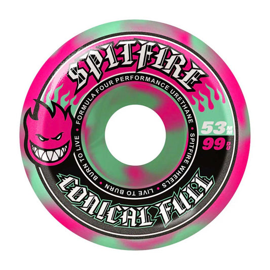 Spitfire Formula Four Conical Full 99A 53MM Radial Skateboard Wheels Pink / Teal Swirl