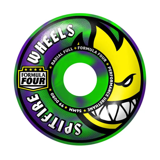 Spitfire Formula Four Radial Full 56mm 99a Skateboard Wheels Purple/Green Swirl